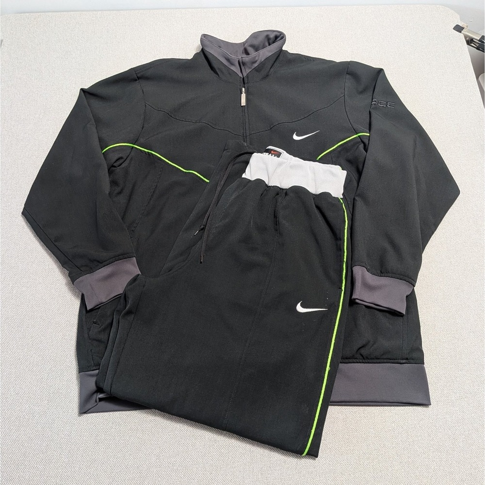 Nike Men's XL Black Green NikeFit DRY Basketball Tracksuit Top & Pants